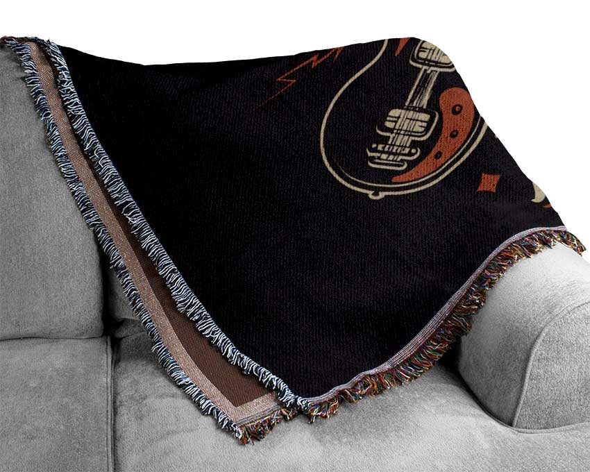 Rock And Roll Guitars Woven Blanket