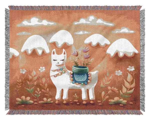 Llama In The Hilltop Woven Blanket