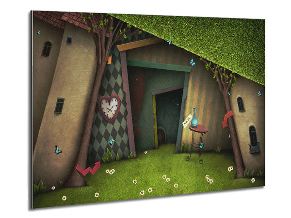 Alice In Wonderland The Small Door Metal Print