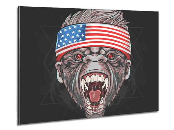 Angry Gorilla American Flag Metal Print