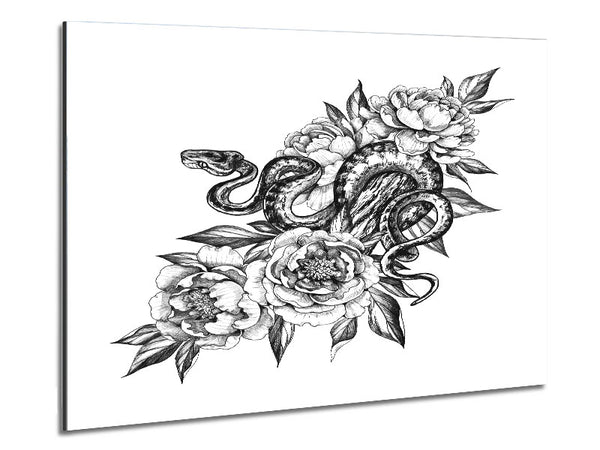 Schlange um die Blumen