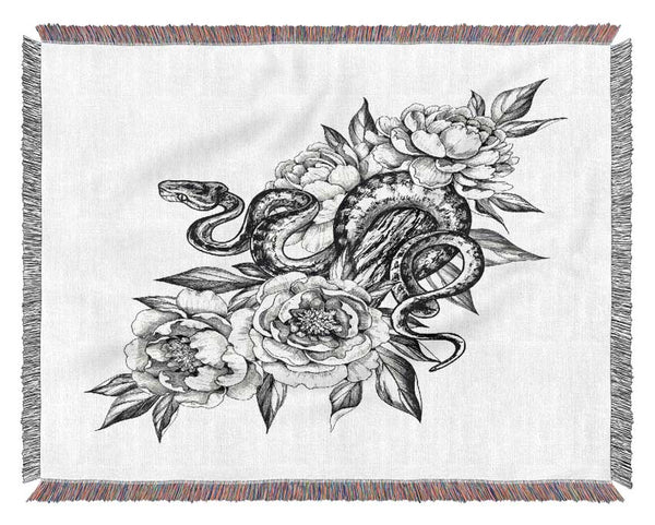 Snake Round The Flowers Woven Blanket