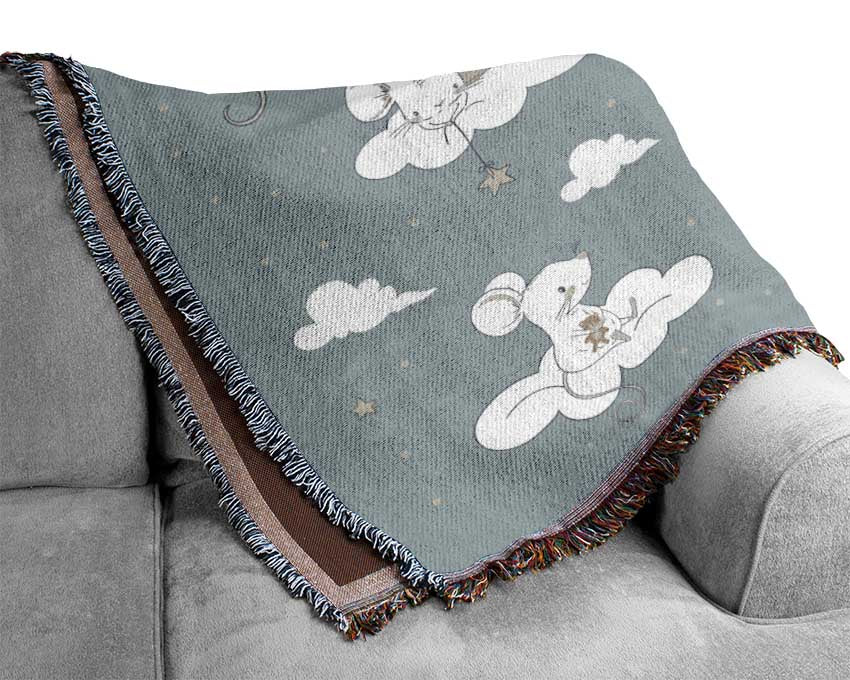 Three Moon Mice Woven Blanket