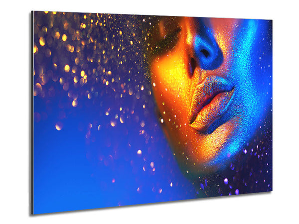 Gold And Blue Face Metal Print