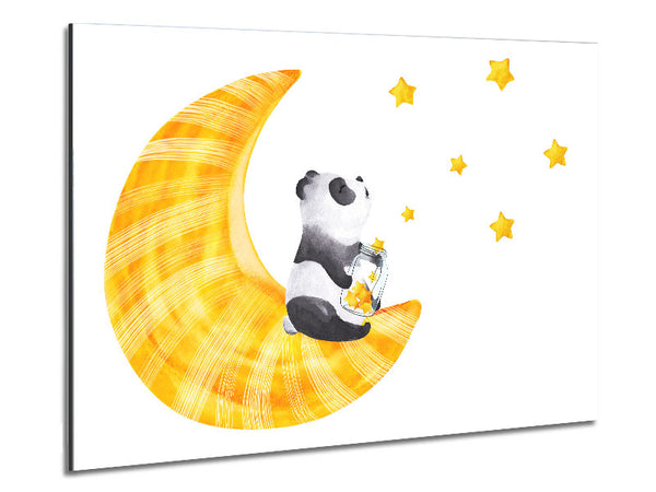 Panda Moon Metal Print