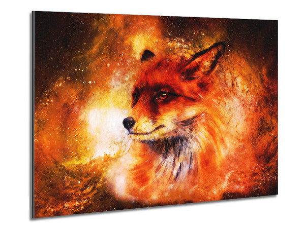 Fox Head Fire Metal Print