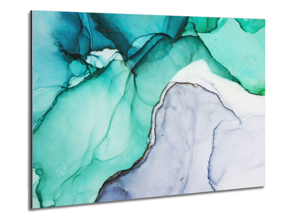 Flow Of Green To Blue Liquid Metal Print