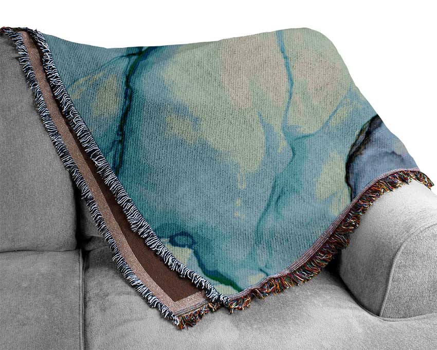 Flow Of Green To Blue Liquid Woven Blanket