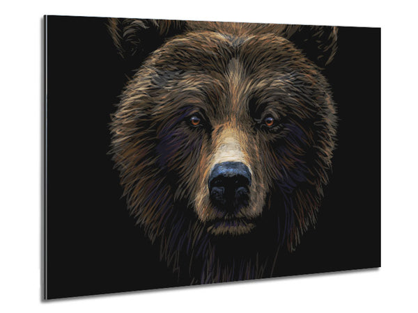 Big Scary Bear Face Metal Print
