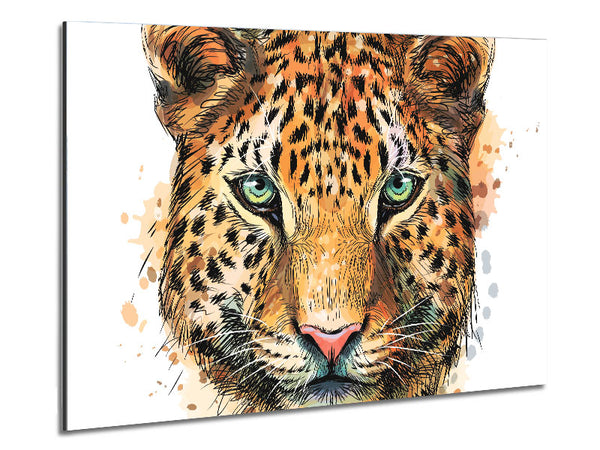 Leopardengesicht Aquarell