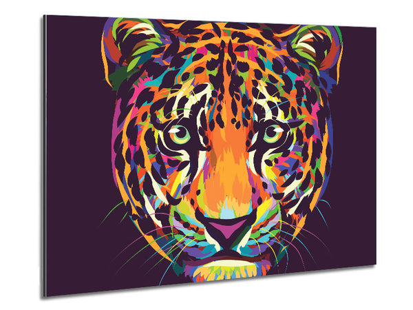 Leopard Head Watercolour Metal Print