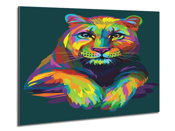Colourful Mountain Lion Metal Print