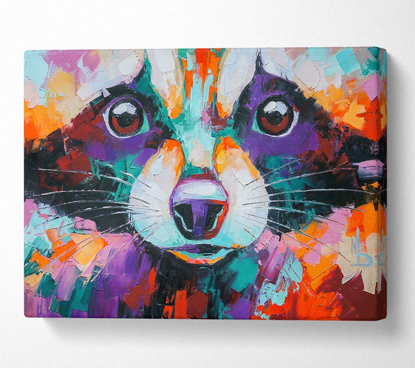  A Canvas Print of Racoon Vivid Face Canvas Art