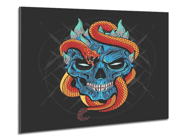Snake Wrapped Around A Skull Metal Print