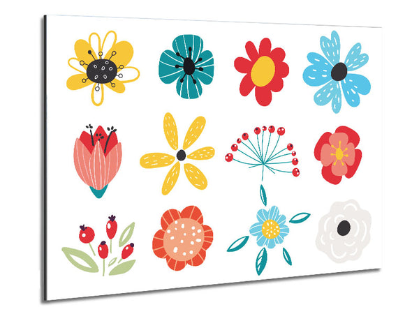 Twelve Summer Flowers Metal Print