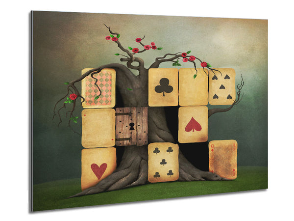 Alice In Wonderland Dice Tree Metal Print