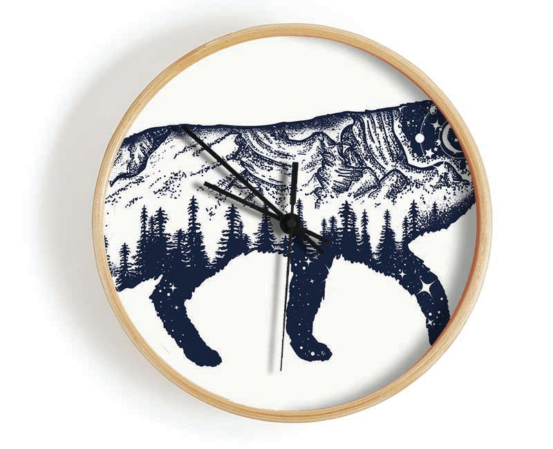 The Fox At Night Sky Clock - Wallart-Direct UK