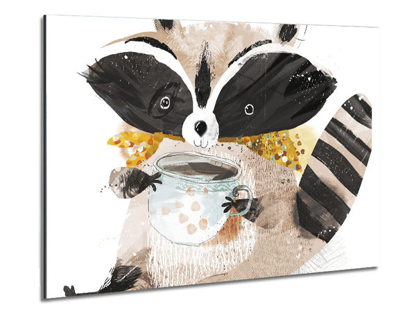 Racoon Cup Of Tea Metal Print