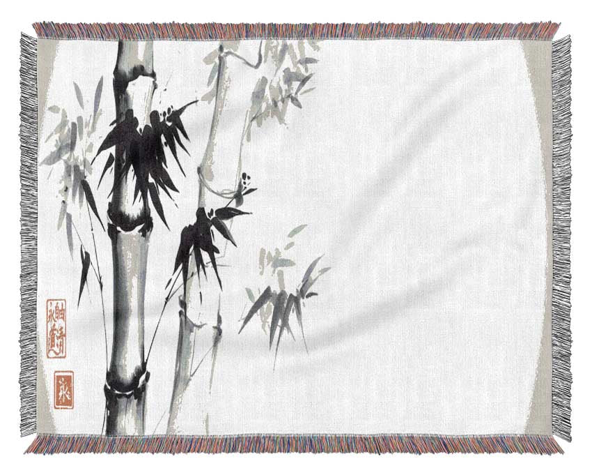 The Bamboo Branch Grey Woven Blanket