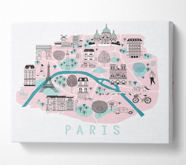 A Canvas Print of Little Map Of Paris Canvas Wall Art