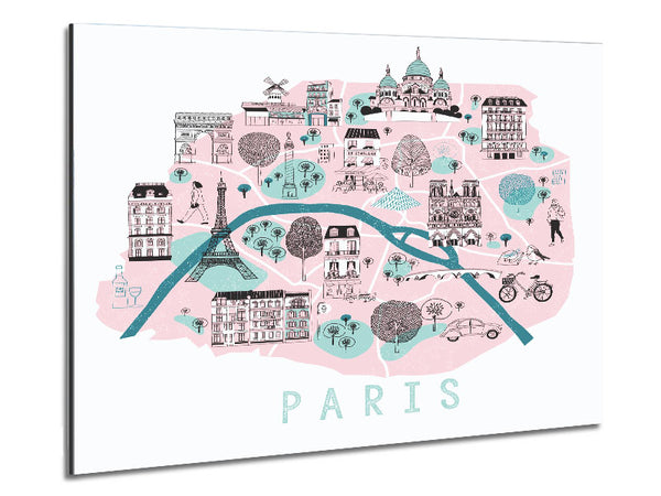 Little Map Of Paris Metal Print