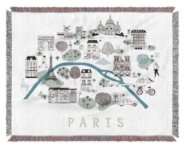 Little Map Of Paris Woven Blanket