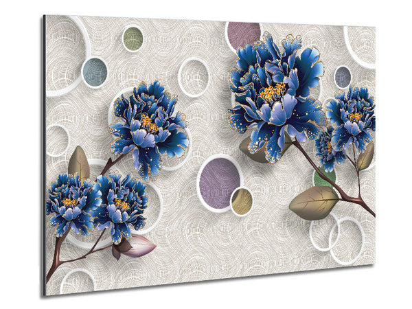 Blue Stunning Flower Circles Metal Print