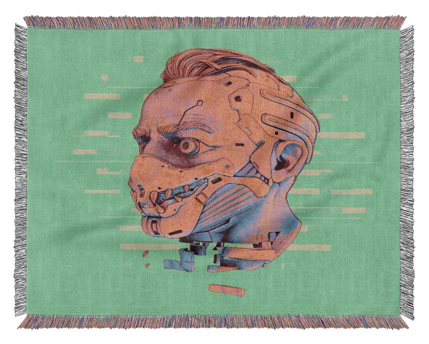Face Mask Fighter Woven Blanket