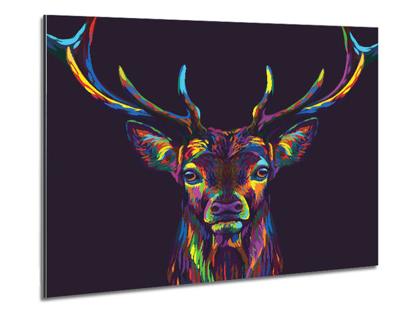 The Colourful Stag Metal Print