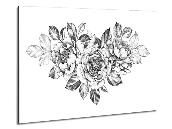 Three Roses Illustration Metal Print