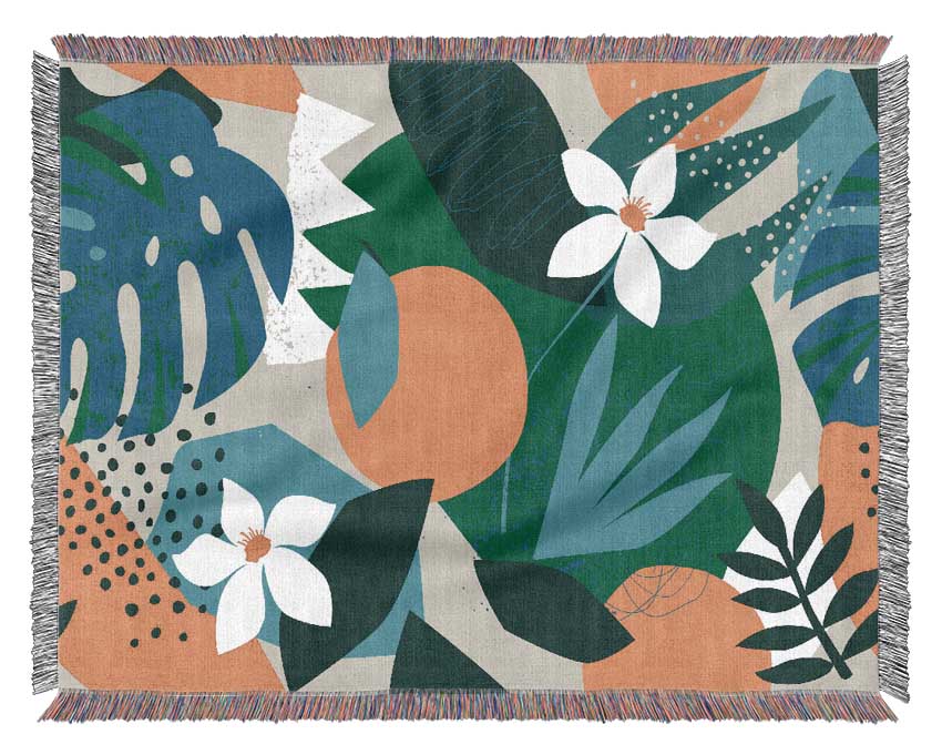 Summer Circle Flower Woven Blanket