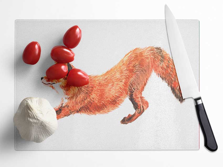 The Fox Crouching Glass Chopping Board