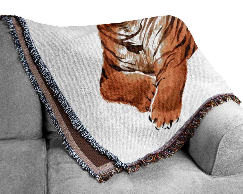 Tiger Laying Down Woven Blanket