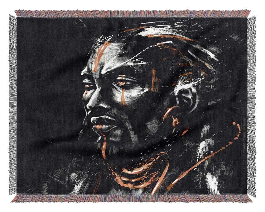 Tribal Man Preparing Woven Blanket