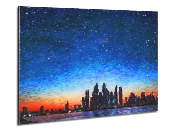 The City Skyline At Dawn Metal Print