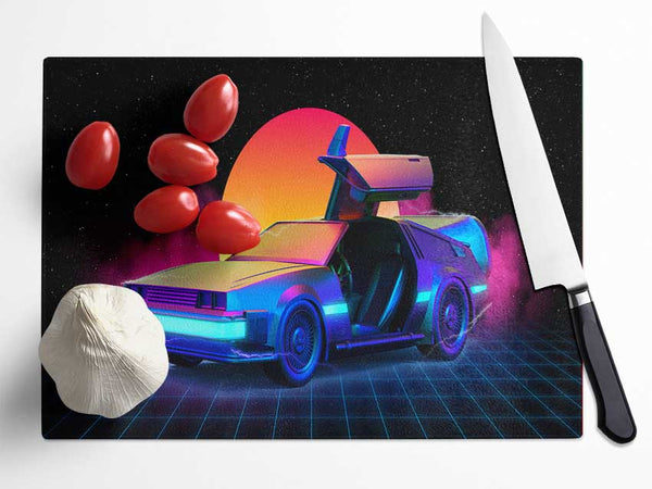 Delorean Smoke Sunrise Glass Chopping Board