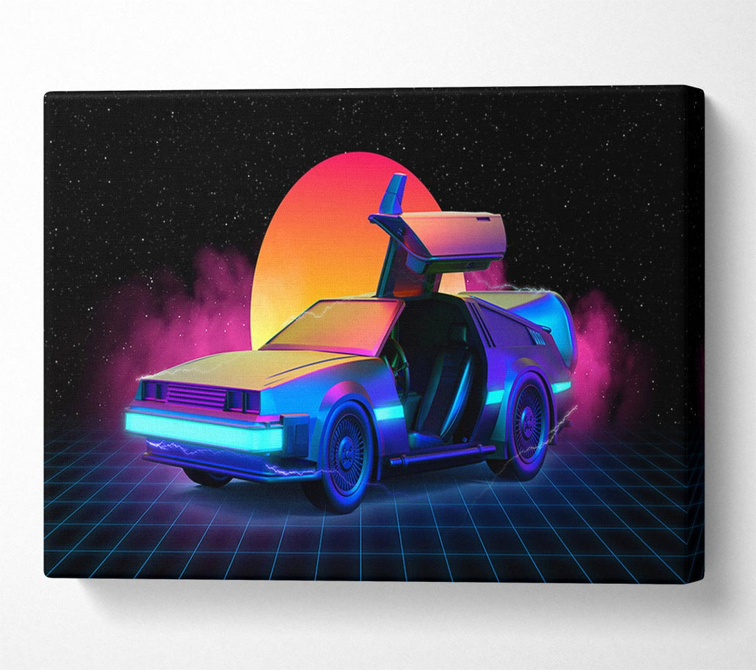  A Canvas Print of Delorean Smoke Sunrise Canvas Art
