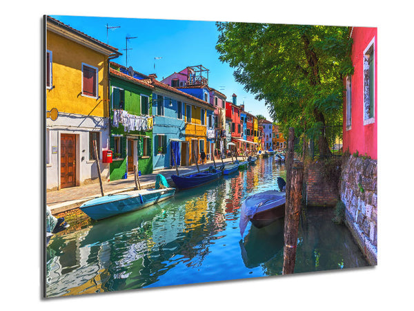 The Boats In The Village Metal Print