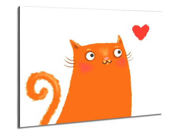 The Love Heart Orange Cat Metal Print