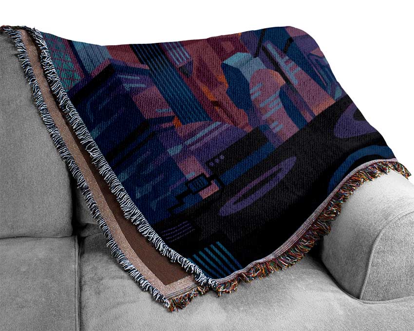 The Sun Behind The City Woven Blanket