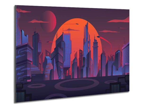 The Sun Behind The City Metal Print