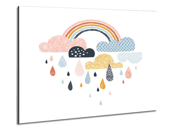 Multi Coloured Clouds And Rain Metal Print