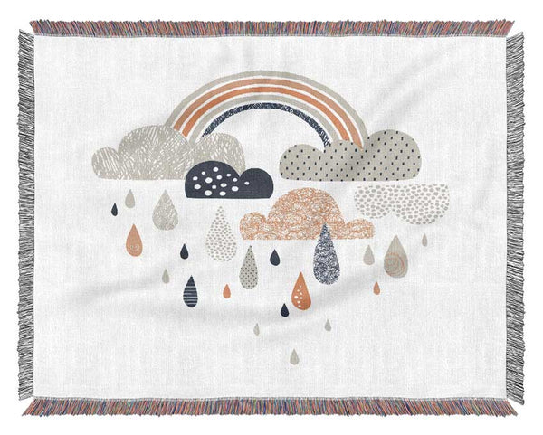 Multi Coloured Clouds And Rain Woven Blanket