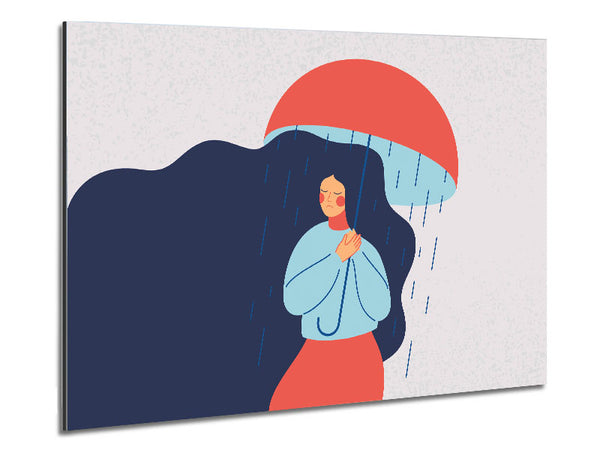Raining On The Woman Metal Print