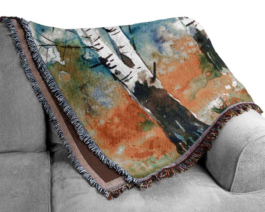 The Beautiful Birch Trees Woven Blanket