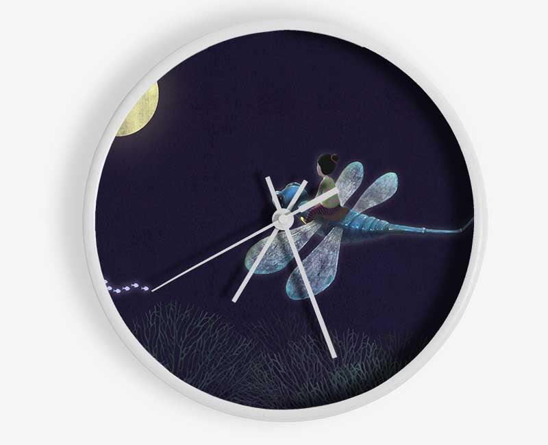 Riding On The Dragonfly Clock - Wallart-Direct UK