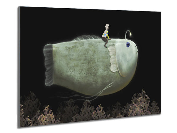 Riding The Anglerfish Metal Print