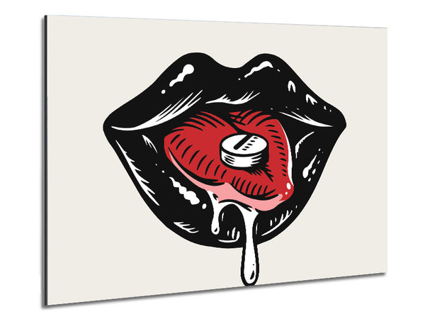 Black Lips Pill Metal Print