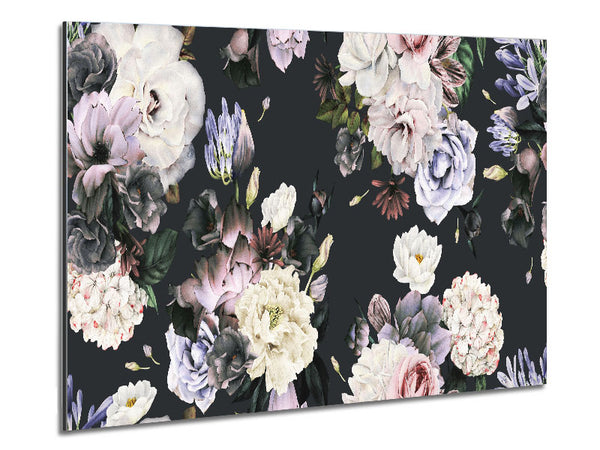 Flowers On Grey Metal Print