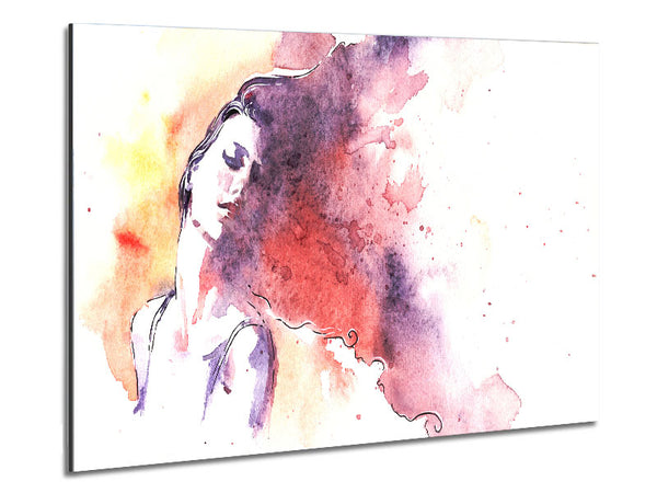 Watercolour Woman Flow Metal Print
